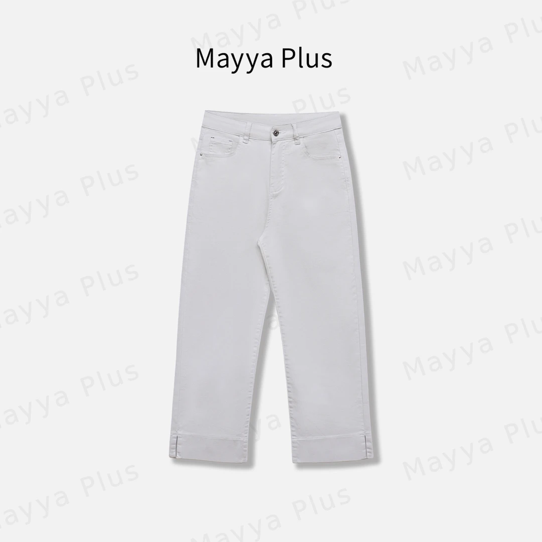 【解压裤】Mayya Plus麦芽定制高腰直筒牛仔裤休闲九分裤子32526075