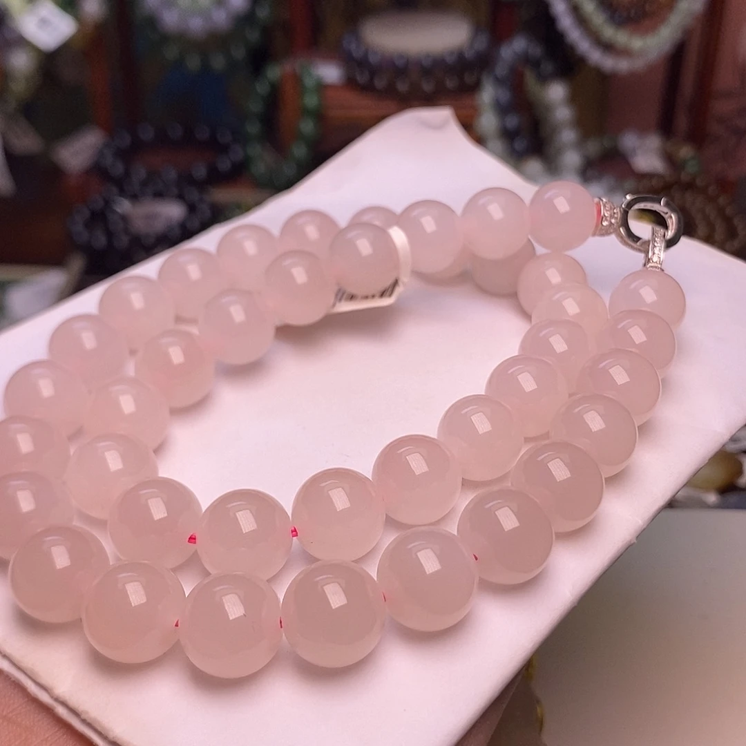 和田玉未镶嵌颈饰藕粉老矿料收藏毕业级约12mm妈妈项链