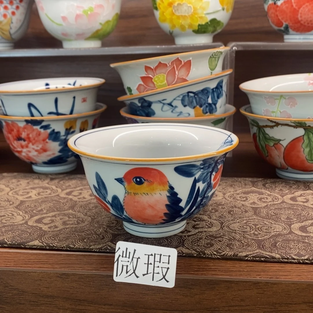 釉下彩老陶泥手工绘制