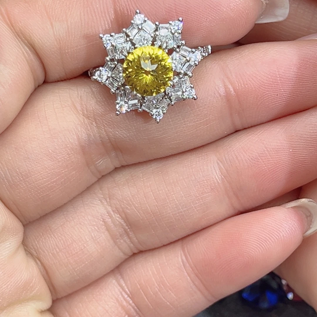 925银合成立方氧化锆黄色蓝宝石2.39