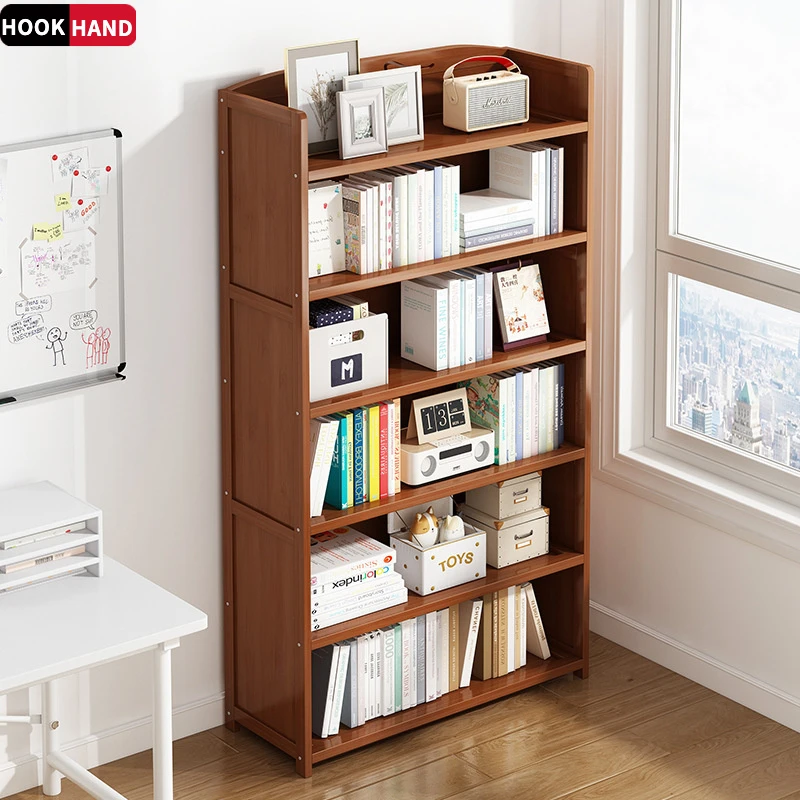 楠竹书柜简易客厅多层储物收纳厨房置物架儿童学生实木小书架落地