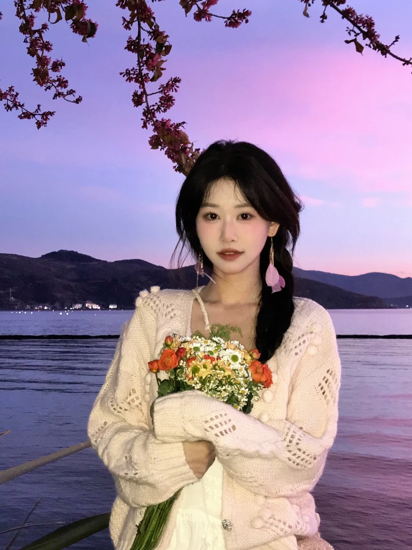 安安崽小个子穿搭【半岛美术馆】毛针织衫慵懒风女镂空春季百搭森系