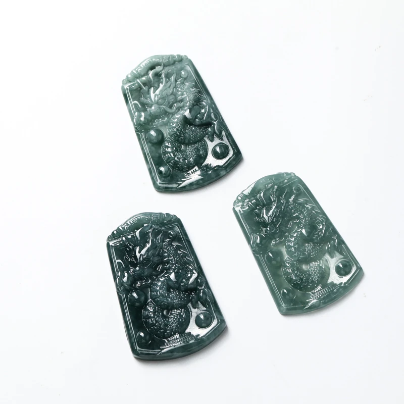 天然翡翠a货雕刻龙牌约52*32*4mm 多样性发货发其一G29240708-49