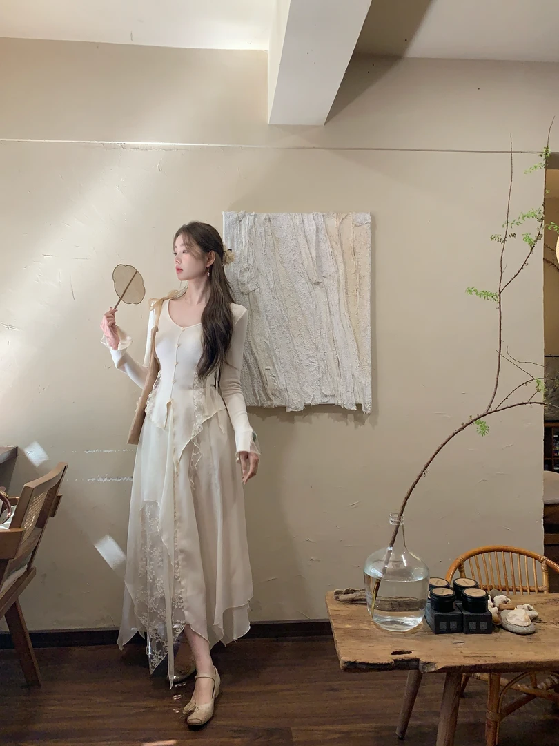 EIA一尧新中式国风【栀子花半裙】清冷禅意设计半裙气质重工不规则