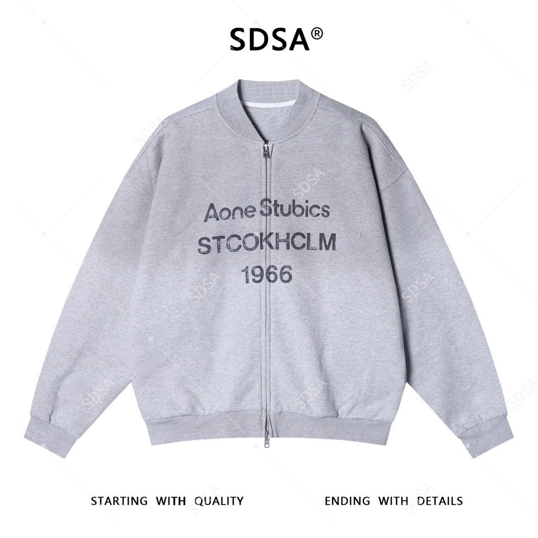 SDSA男士秋冬新款痞帅男装美式渐变印花字母数字拉链卫衣百搭宽松