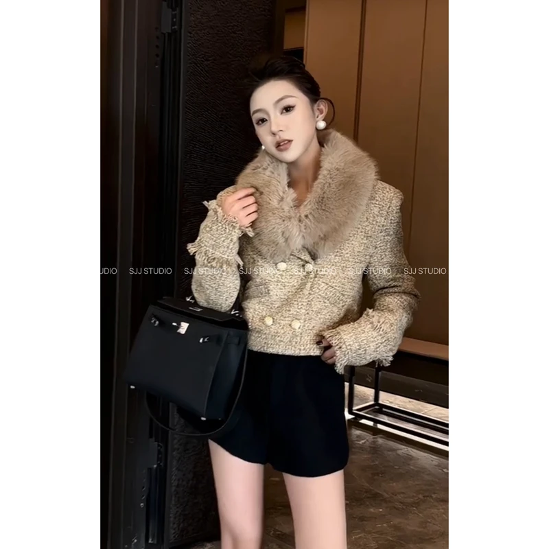 【娇娇私服订制】秋冬新款时尚大毛领小香风外套9533#