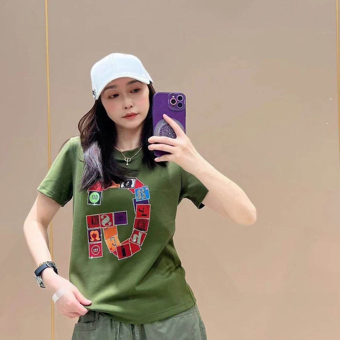 新款短袖创意短袖505123显瘦洋气时尚百搭设计感休闲体恤半袖圆领