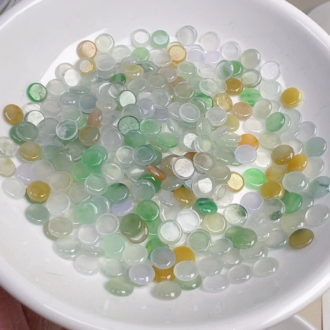 翡翠散珠圆片三个 可挑