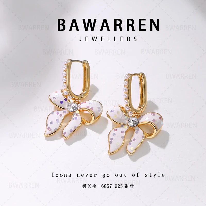 Bawarren 6857-蝴蝶结精致耳环欧美优雅