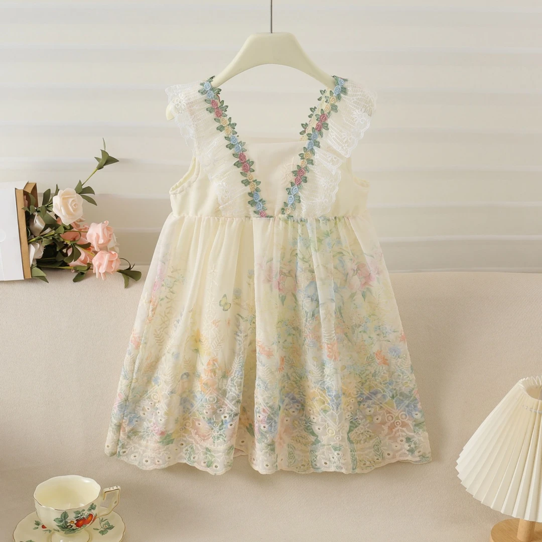 6727女童夏季连衣裙新款儿童宝宝夏装公主裙洋气法式碎花背心裙子