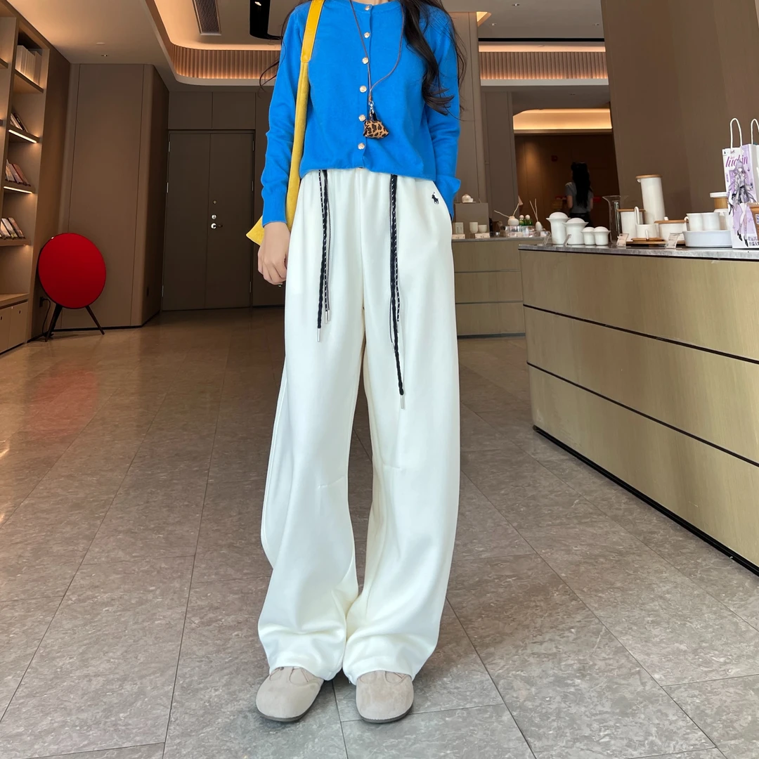 超高腰阔腿裤高腰透气休闲裤阔腿裤保暖高弹秋季卫裤女加绒冬季