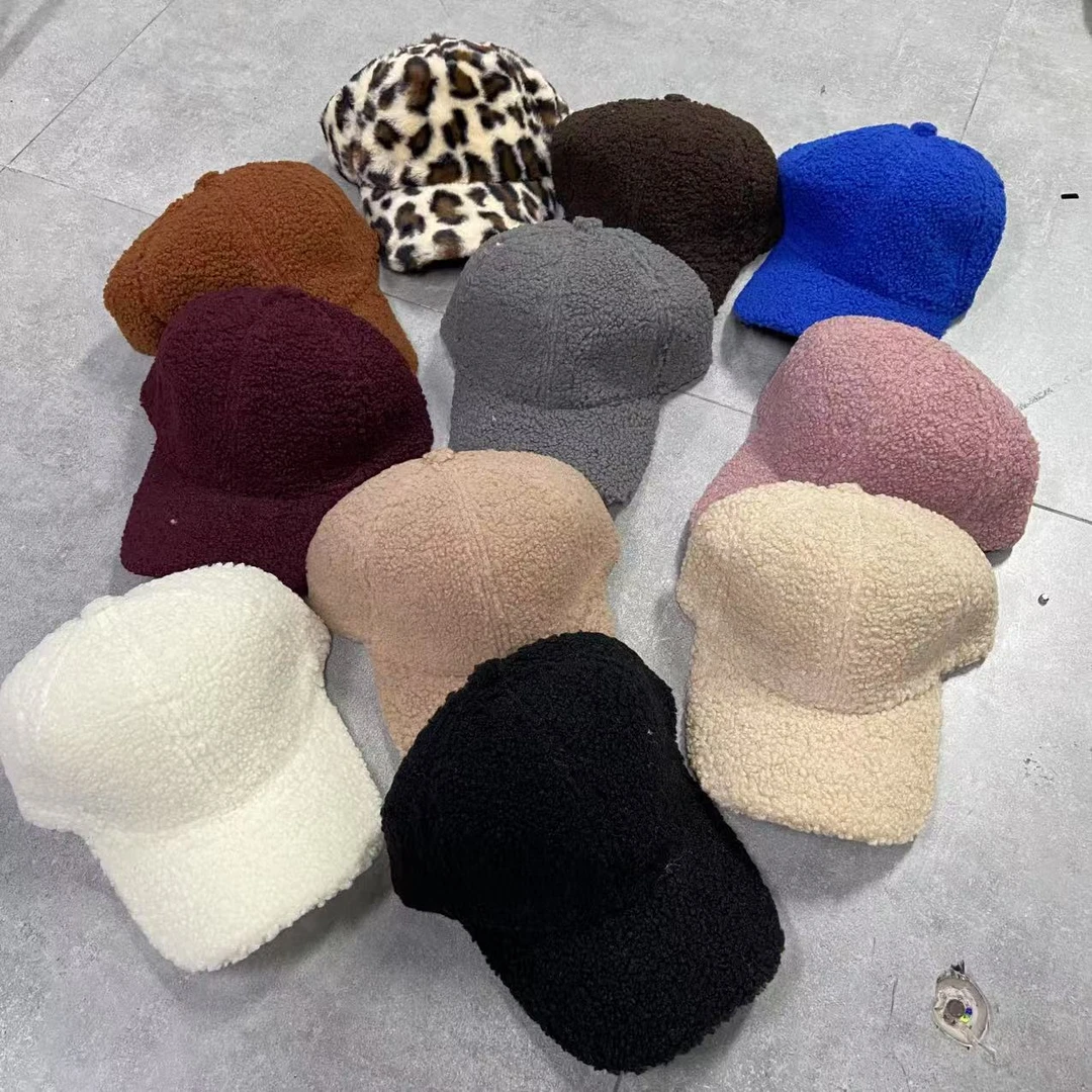 纯色羊羔毛棒球帽男女秋冬户外保暖百搭鸭舌帽  DZ250913