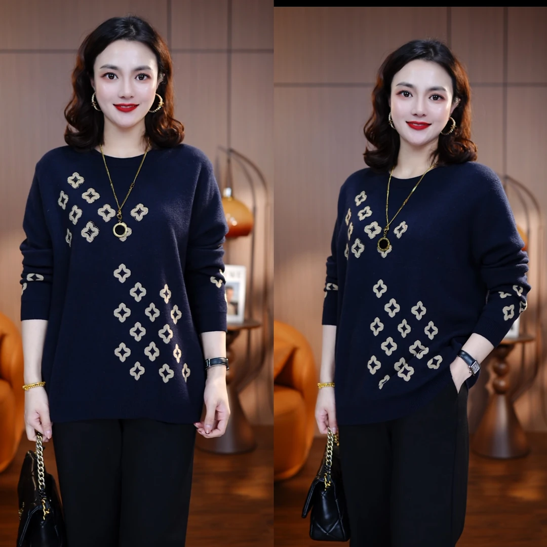 静域织光-2025新款针织衫毛衣洋气女百搭冬季显瘦保暖宽松中老年