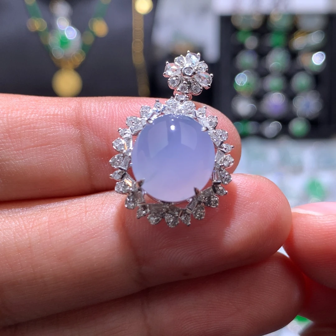 翡翠18K金镶嵌吊坠(赠链)