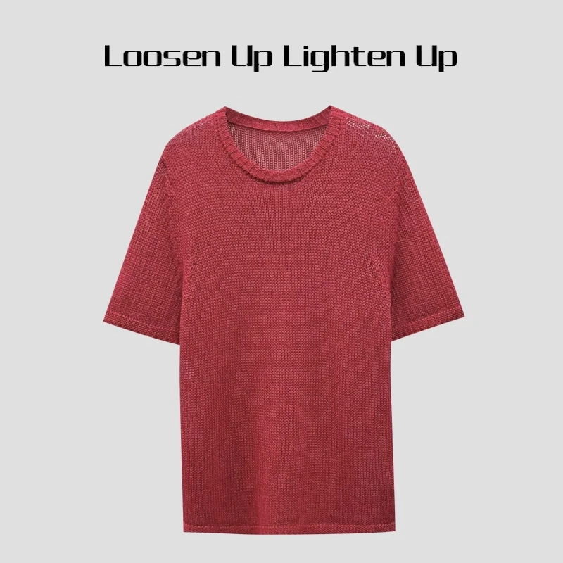 Loosen Up【盛夏里】日本进口和纸纱宽松镂空显瘦纸片人短袖针织衫