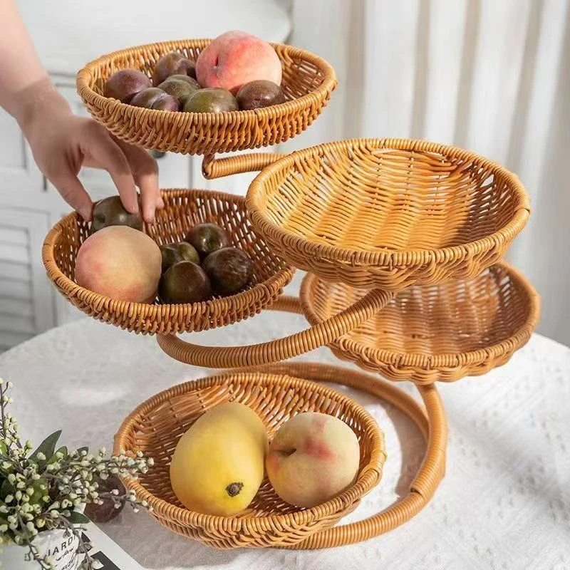 C12多层收纳水果架客厅纯手工编织31*37