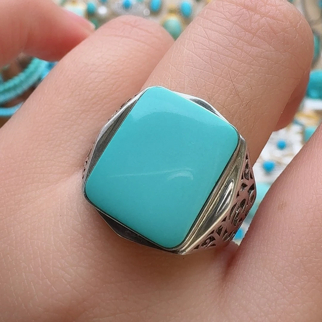 绿松石珠宝奇石银S925镶嵌