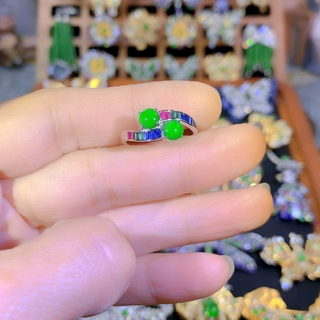 吊坠(不含链)银S925镶嵌翡翠