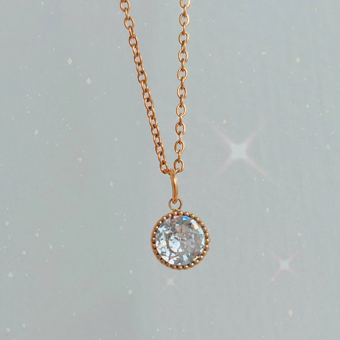 钛钢项链 2595钛钢轻奢爆闪一滴泪锁骨项链（链长45）