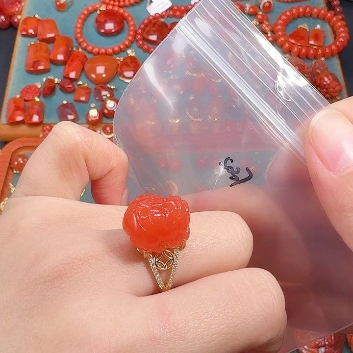 南红玛瑙银S925镶嵌戒指