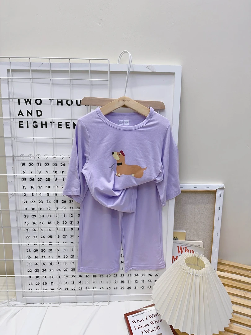 男排湿吸汗卡通风居家家居服套装卡通女孩休闲风