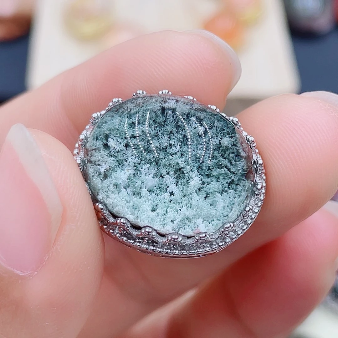 水晶磨合银S925镶嵌槑*
