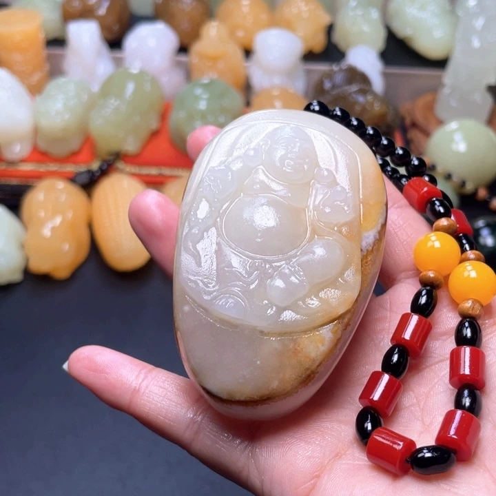 石材方解石手把件