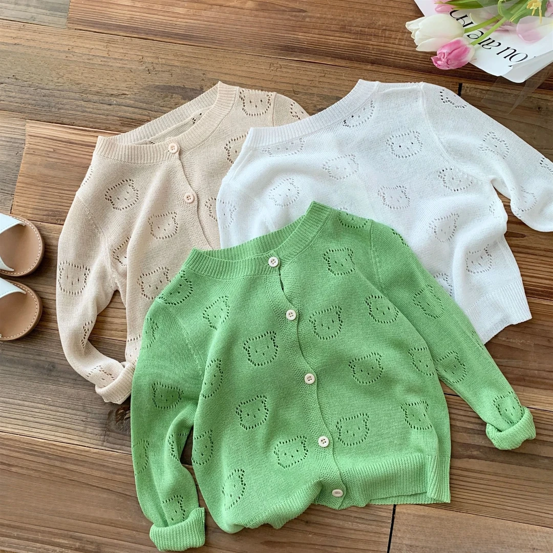 儿童针织空调衫女童薄外套薄款夏季简约百搭薄针织衫宝宝防晒衣