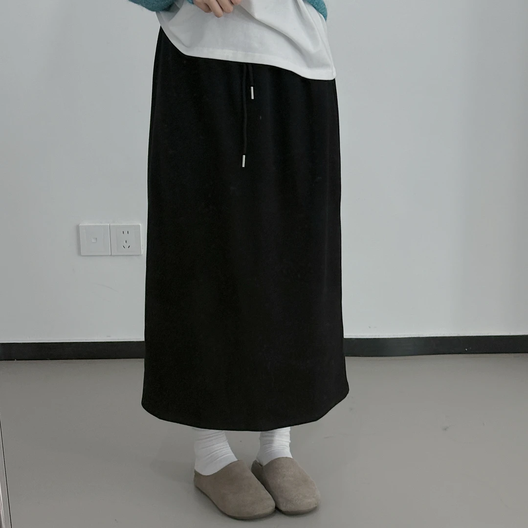 美芽 9月26日10:30am直播上新 【小野静香】秋冬黑色百搭直筒半身裙