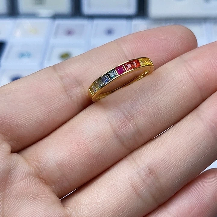 蓝宝石戒指银S925镶嵌