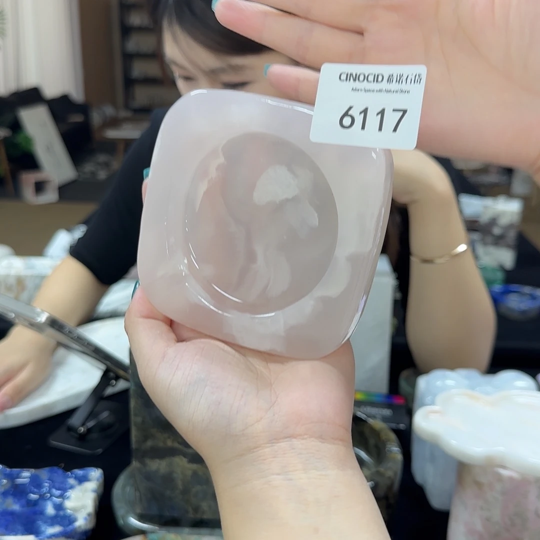 石材6117粉玉烟灰缸