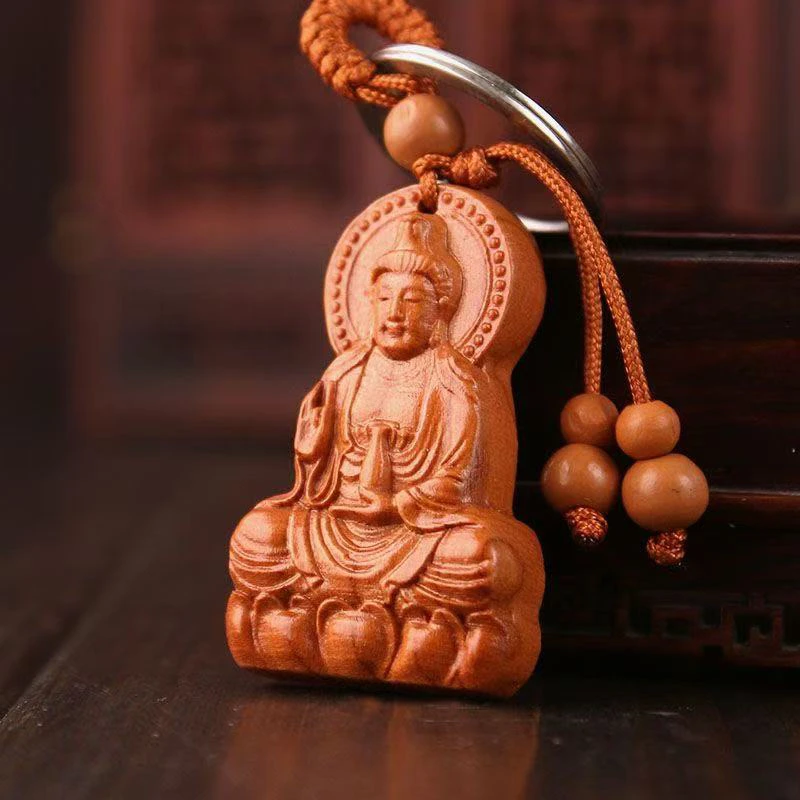 【老师推荐】2025新款桃木精雕挂件送礼佳品车钥匙挂件钥匙扣挂件