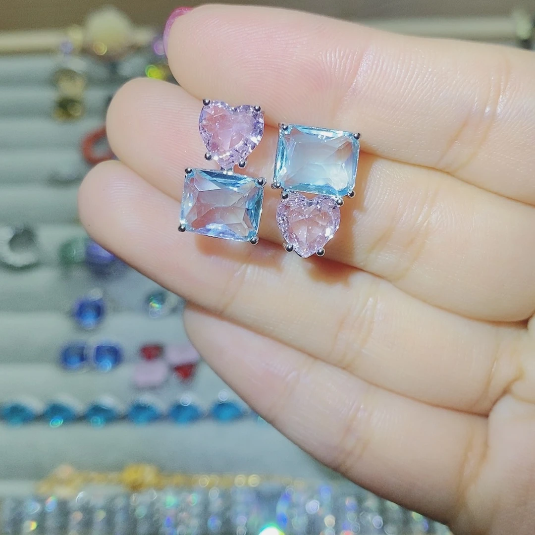 【闪购商品】托帕石耳饰银S925镶嵌