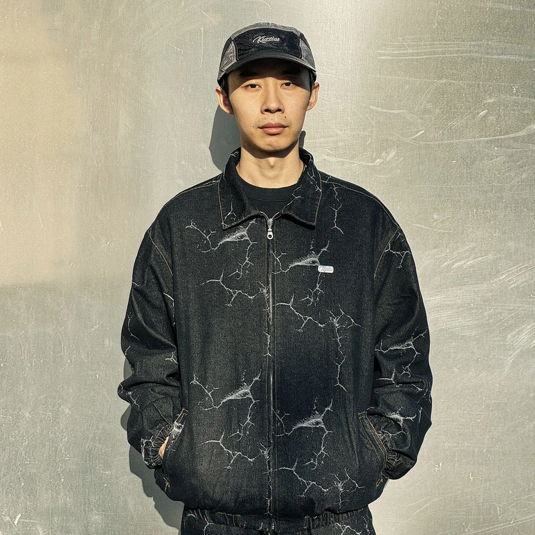 KIZZLESLightning Lapel Jacket 闪电提花拉链夹克 翻领外套