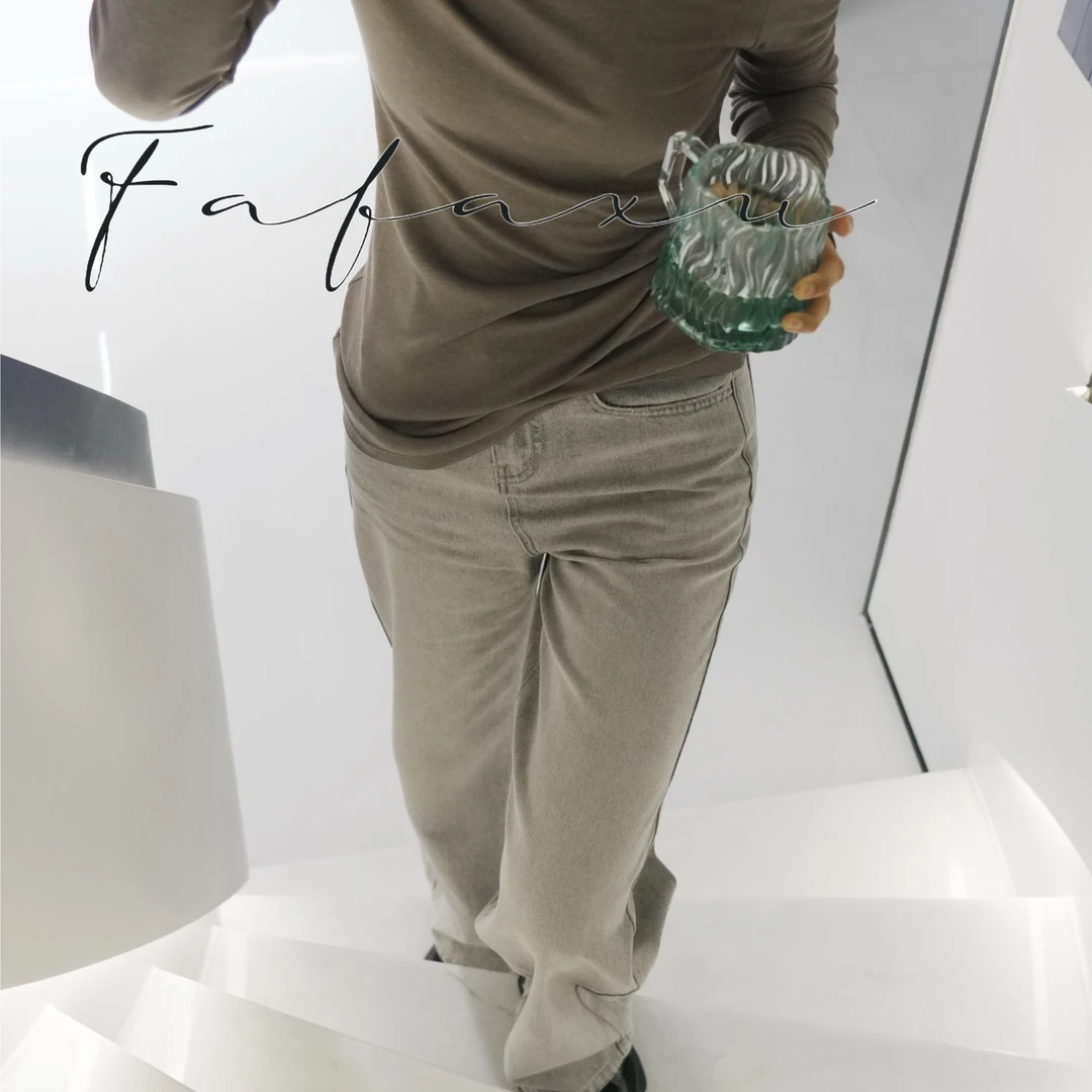 【FAFAXU】浅色秋冬牛仔裤休闲百搭修身显瘦新款时尚弹力灰色秋季