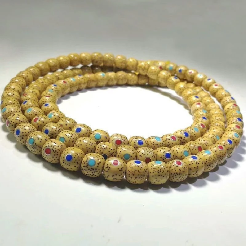 高密正月桶珠管多宝8*9原生态海南星月菩提子108颗佛珠念珠