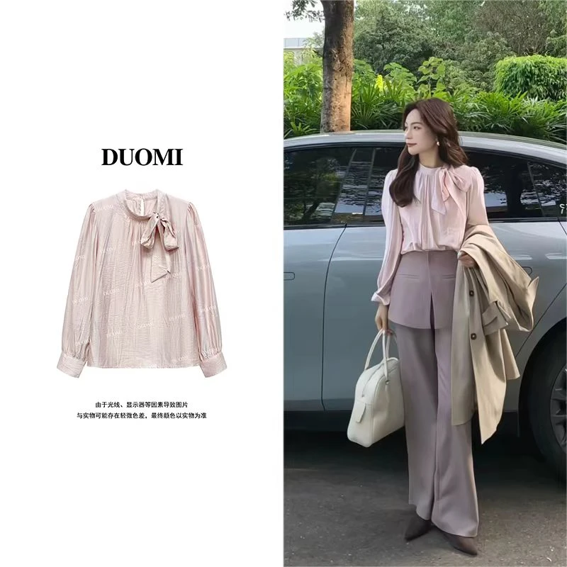 【DUOMI】早秋新款女装百搭时尚设计感小衫上衣女D7690