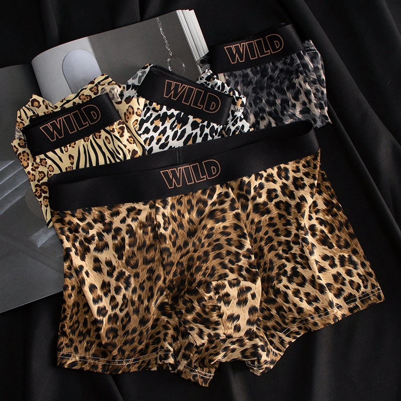 内裤男冰丝豹纹男士内裤透气薄款春夏季薄款速干内裤男款平角夏季