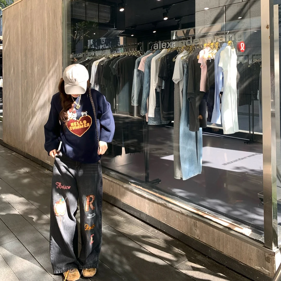 【刘噗噗】kitty圆领卡通提花针织套头针织毛衣