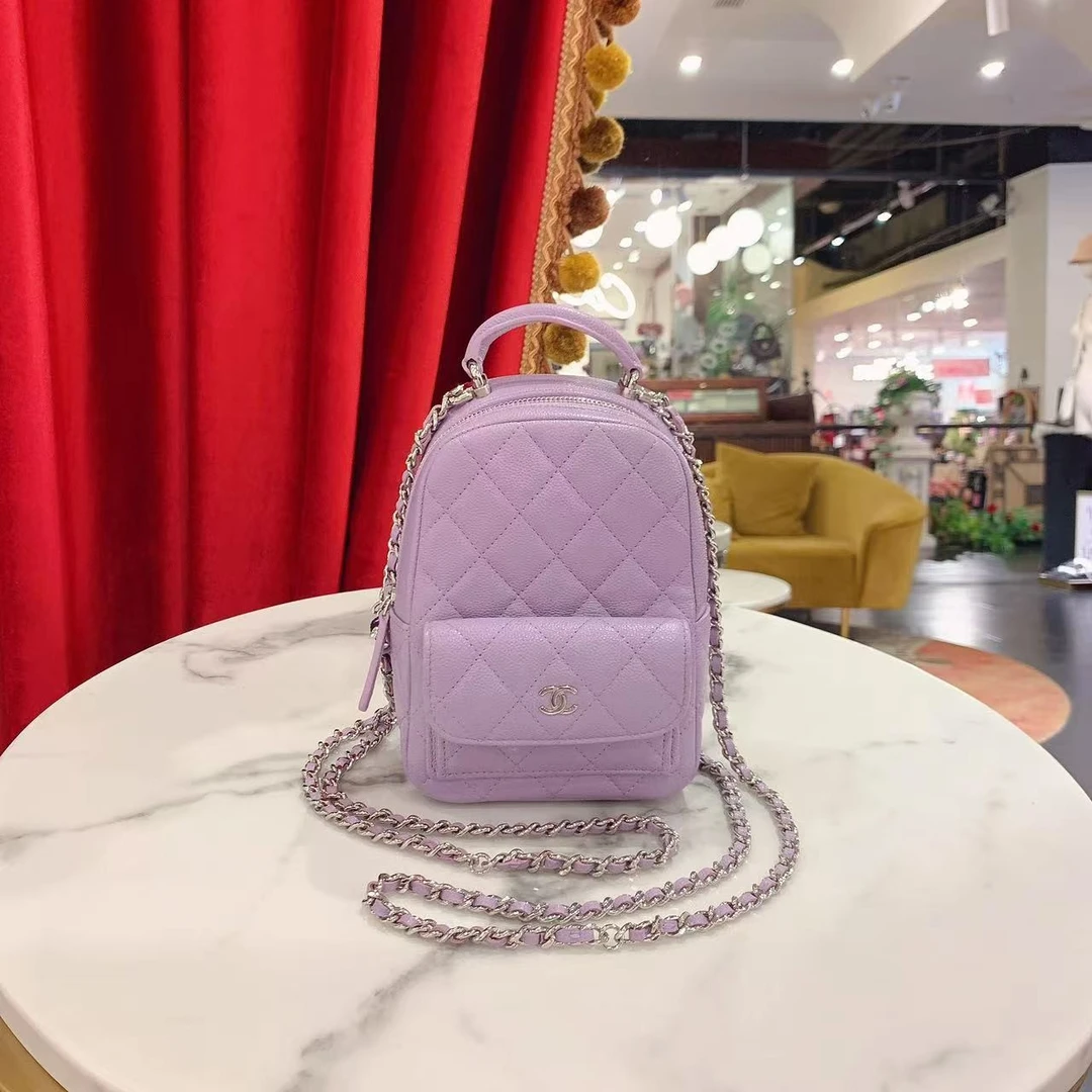 95新 Chanel/香奈儿 GGS丨24C双肩包mini紫色银扣芯片款/69523773