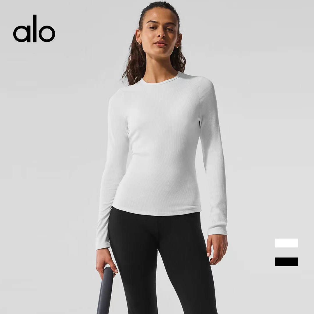 alo outls官方奥莱店圆领针织基础瑜伽长袖四季打底衫瑜伽上衣女