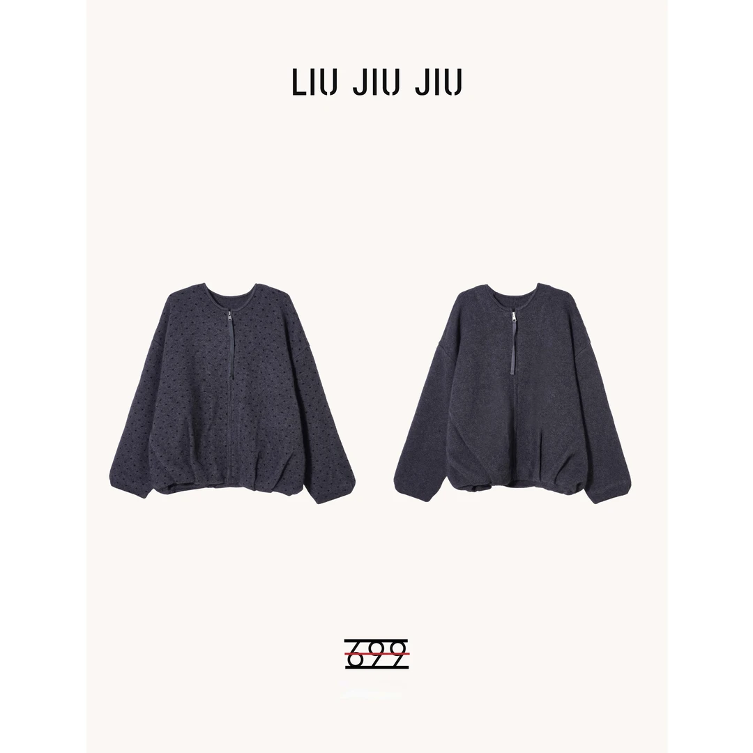 LIUJIUJIU 高端欧货秋冬新款高级感波点加绒加厚卫衣外套MY5541L