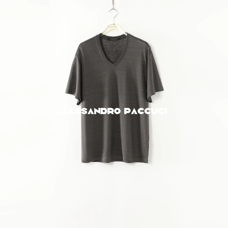 AP洛哥51017TT【黑标系列】日本进口100亚麻V领多色短袖宽松百搭T恤