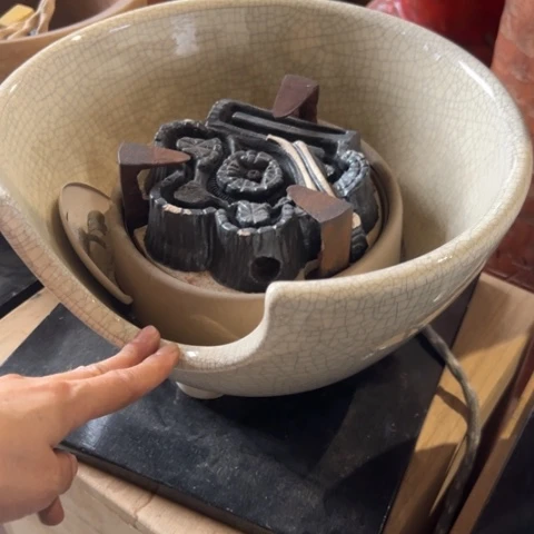 蜜安罐瓷香炉锡茶则
