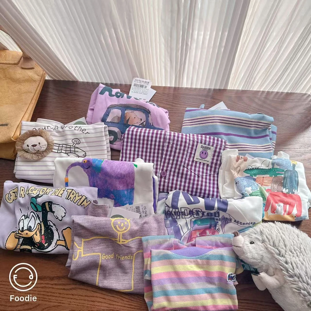 【季末清版福袋 R112】25年男女童夏季紫色系清版短袖上衣五件组合