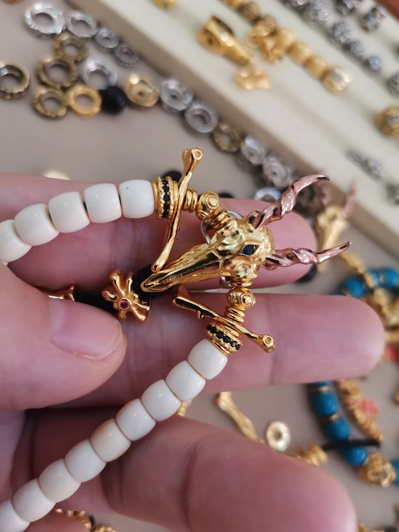 925银银制品 三叉戟老板配饰一组羊头10