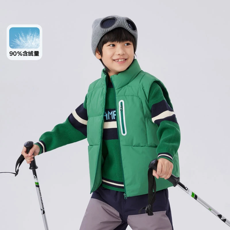 马拉丁童装儿童羽绒服冬装男童女童大童印花羽绒马甲