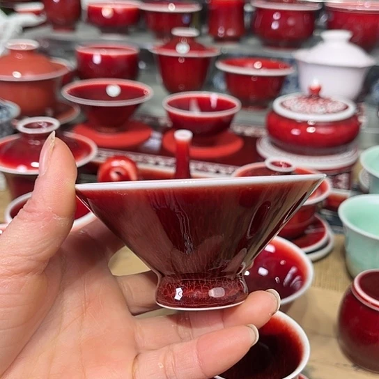 湾**林景德镇陶瓷红马坊斗笠杯