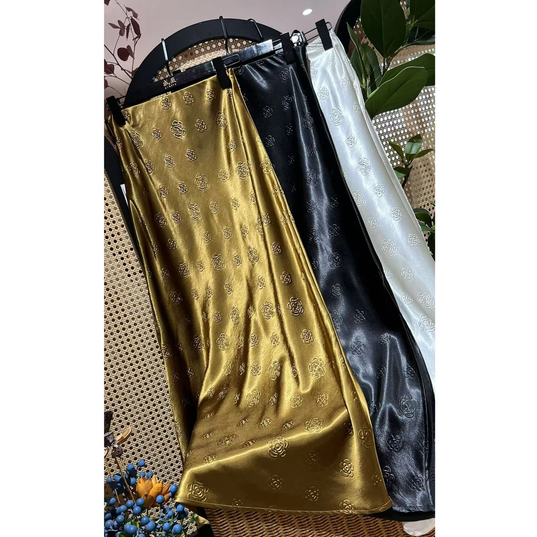 戚薇原创【山茶花】长93夏季高品质国风半裙