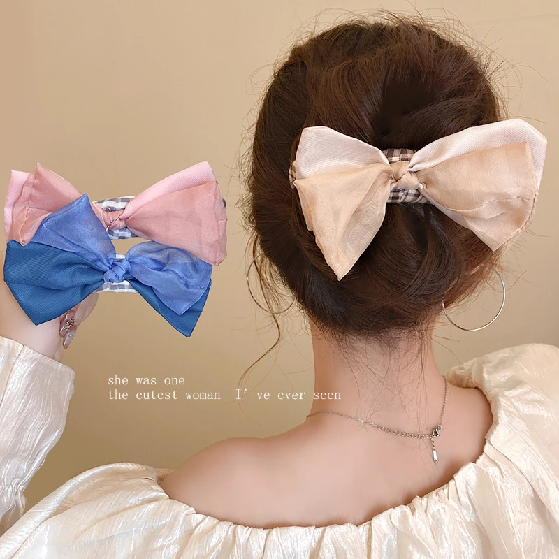 高级感双层大蝴蝶结鸭嘴夹2025新款女大号韩系甜美后脑勺盘发抓夹